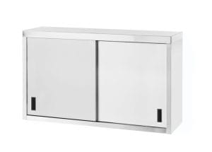 Rustfritt vegghengt skap med skyvedører – sveiset, dybde: 300 mm.,1000x300x(H)600mm Hygiene & Lagring