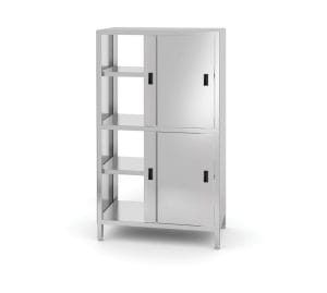 Rustfritt gjennomgående skap, skillevegg og skyvedører, HENDI, Kitchen Line, 800x500x(H)1800mm Hygiene & Lagring