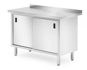 Rustfri vegg arbeidsbenk med skyvedører – sveiset, HENDI, Profi Line, 1200x600x(H)850mm Hygiene & Lagring