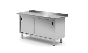 Rustfri vegg arbeidsbenk med skyvedører – sveiset, HENDI, Profi Line, 1600x600x(H)850mm Hygiene & Lagring