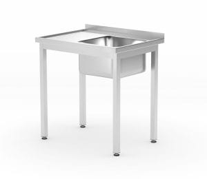 Rustfritt oppvaskbord med hylle – for selvmontering, HENDI, Kitchen Line, Høyre side, 800x600x(H)850mm Hygiene & Lagring