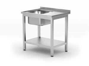 Rustfritt oppvaskbord med hylle – for selvmontering, HENDI, Kitchen Line, Venstre side, 800x600x(H)850mm Hygiene & Lagring