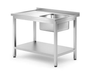 Rustfrit oppvaskbenk med hylle, HENDI, Kitchen Line, Høyre, 1000x700x(H)850mm Hygiene & Lagring