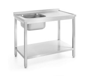 Rustfri oppvaskbenk med hylle, HENDI, Kitchen Line, venstre, 1000x700x(H)850mm Hygiene & Lagring