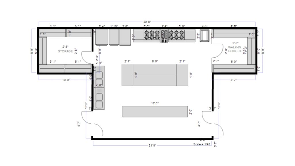 3d plantegning planlegging kantine storkjøkken offentlig bygg kommune stat