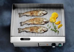 Flatgrill, rillet, HENDI, Budsjettlinje, 220–240 V/3000 W, 550 x 430 x (H) 240 mm Flatgrill 2