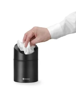 Avfallsbøtte for bord med svingbart lokk, HENDI, 1,2 l, svart, Ø120 x (H) 165 mm Diverse 2