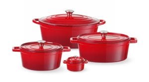 Støpejernsgryte emaljert, HENDI, 0,27L, Rød, 130x100x(H)48mm Kasseroller & Panner 2