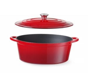 Støpejernsgryte emaljert, HENDI, 6,88L, Rød, 405x255x(H)134mm Kasseroller & Panner 2