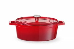Støpejernsgryte emaljert, HENDI, 4,4L, Rød, 365x290x(H)115mm Kasseroller & Panner