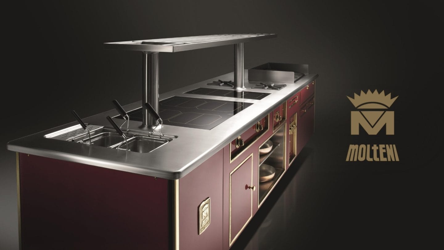 Molteni komfyr kokeøy eksklusivt storkjøkken