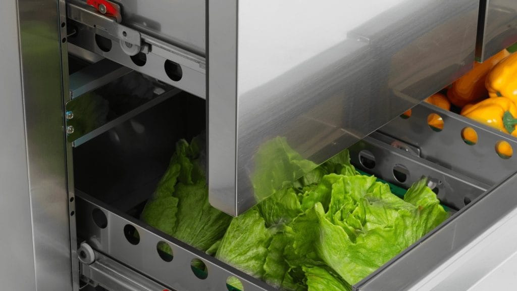 kjølebenk med ferske grønnsaker
