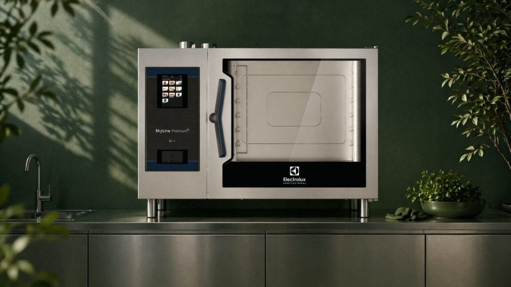 kombidamper i grønt og bærekraftig storkjøkken