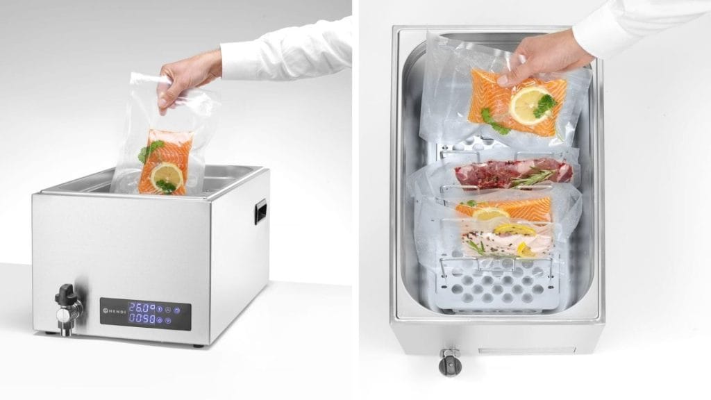 sous vide maskin med fisk