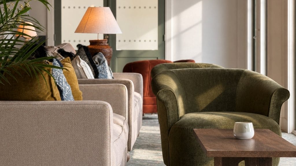 Moderne stue med komfortable møbler