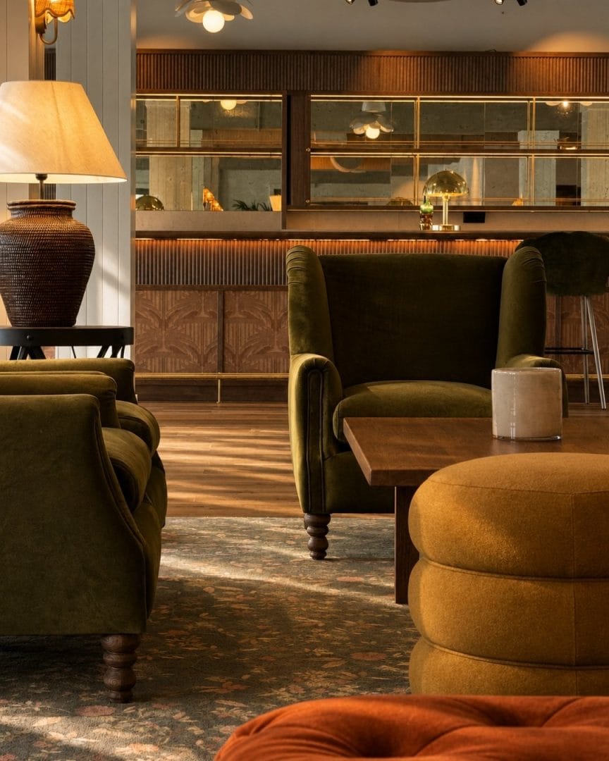 Stilig lounge med komfortable møbler