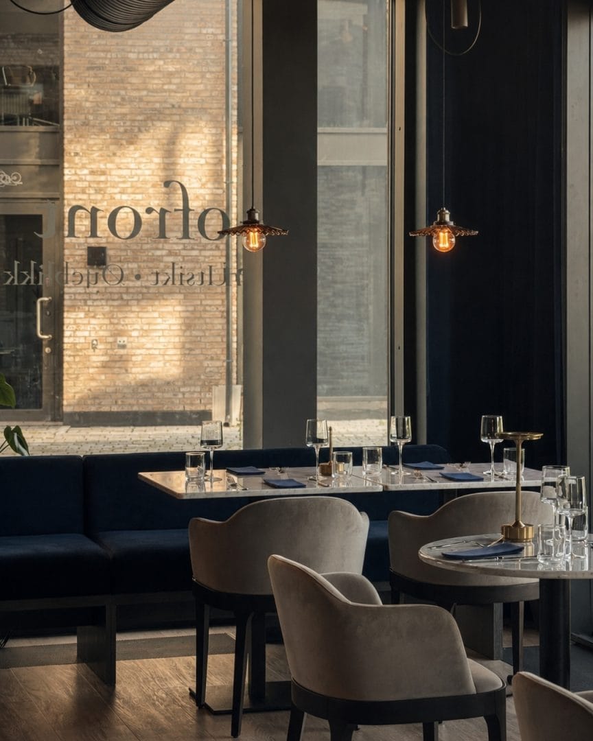 Moderne restaurant med stilige detaljer