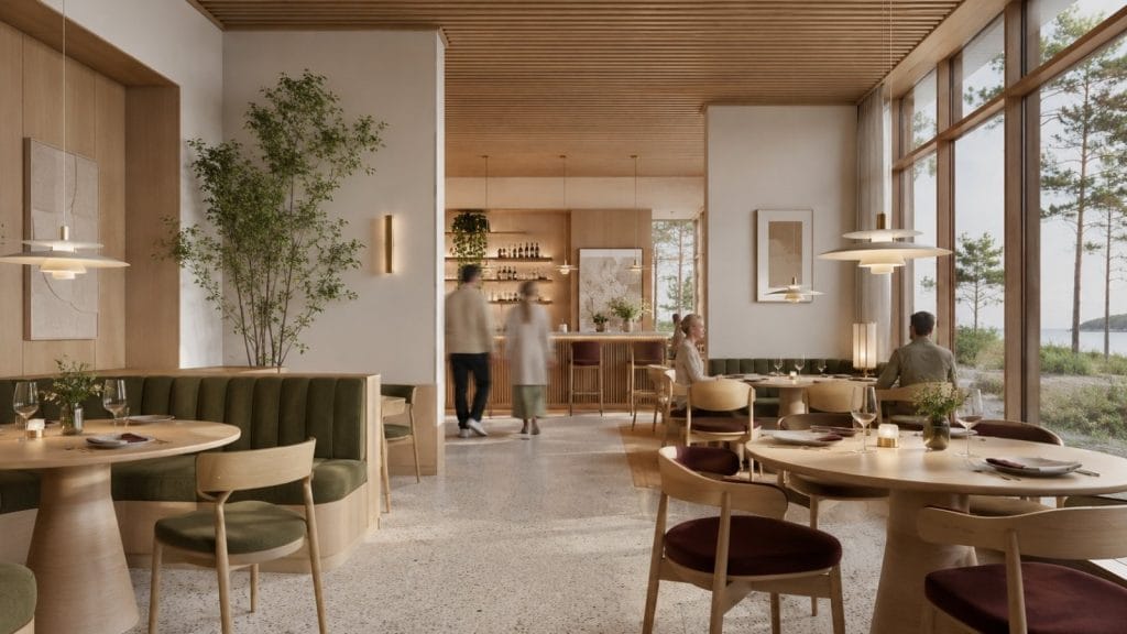 3d visualisering av nordisk restaurant