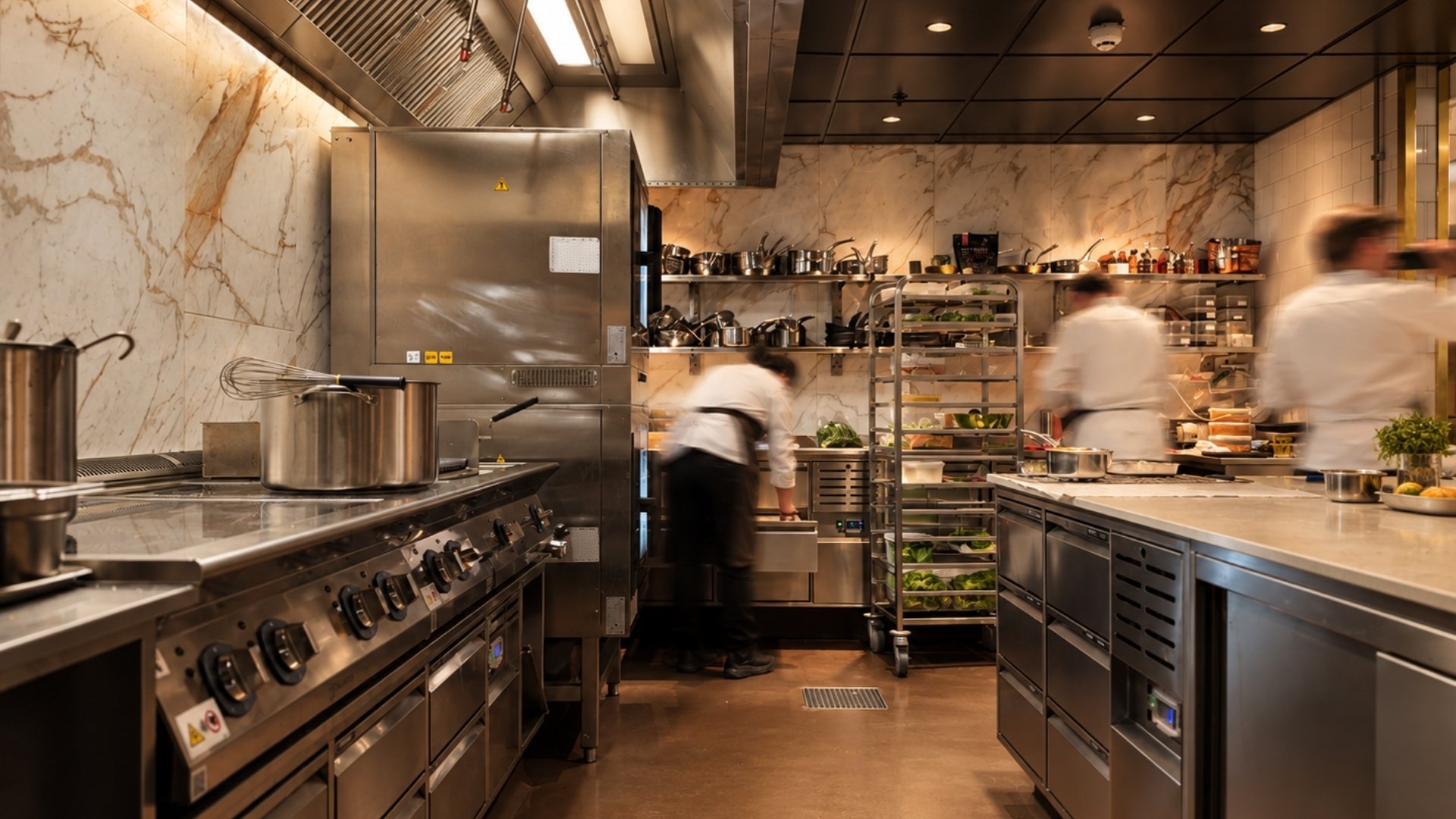 kjøkken og grill linje ved storkjøkkenet til cafe watt ved savoy hotel