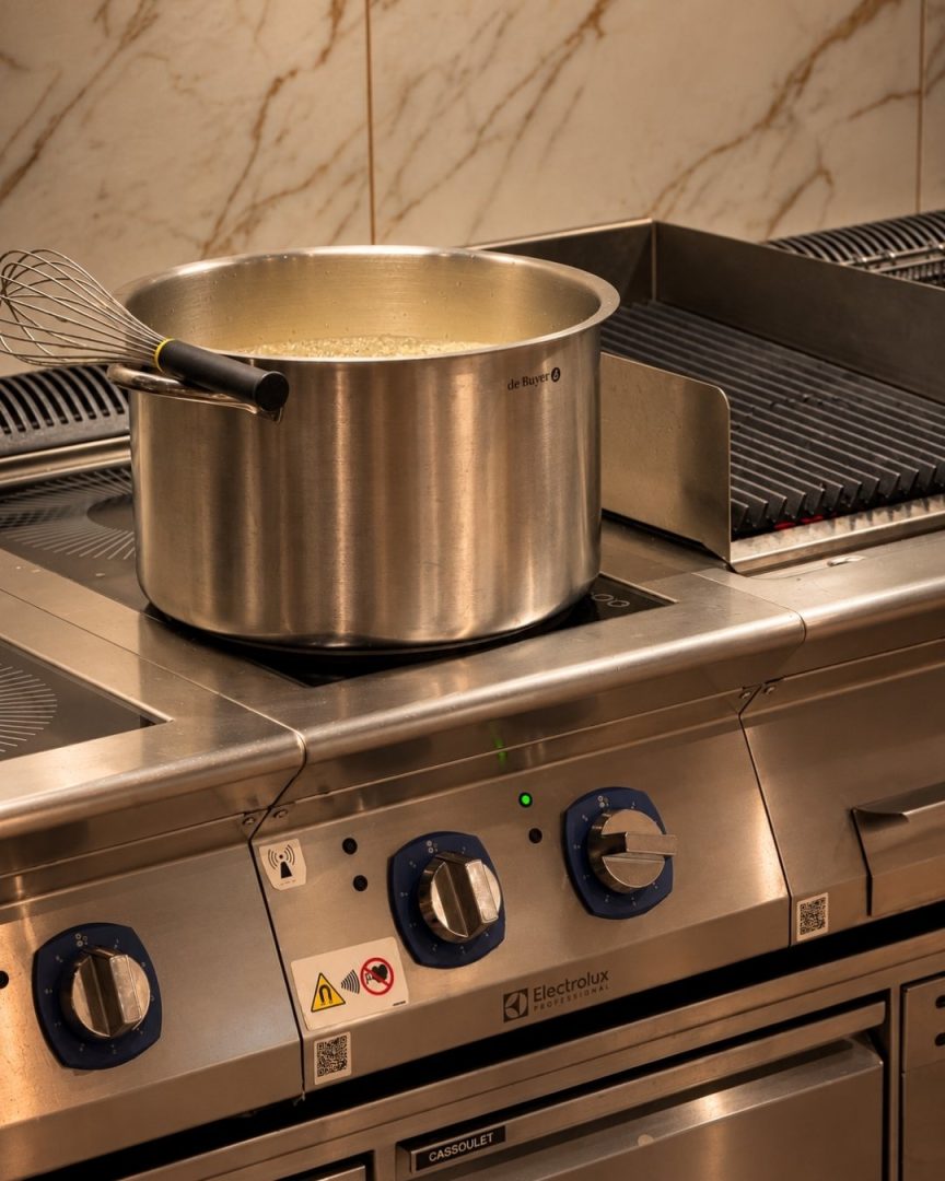 kasserolle på electrolux professional kokelinje