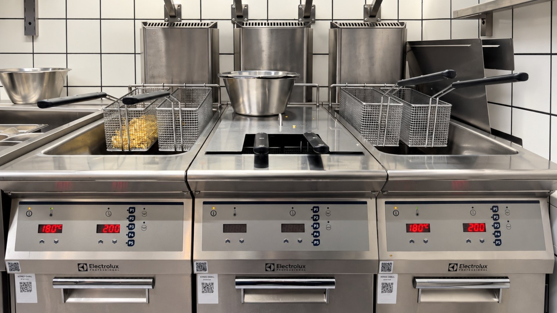 front på frityrer fra electrolux professional på burgerrestaurant