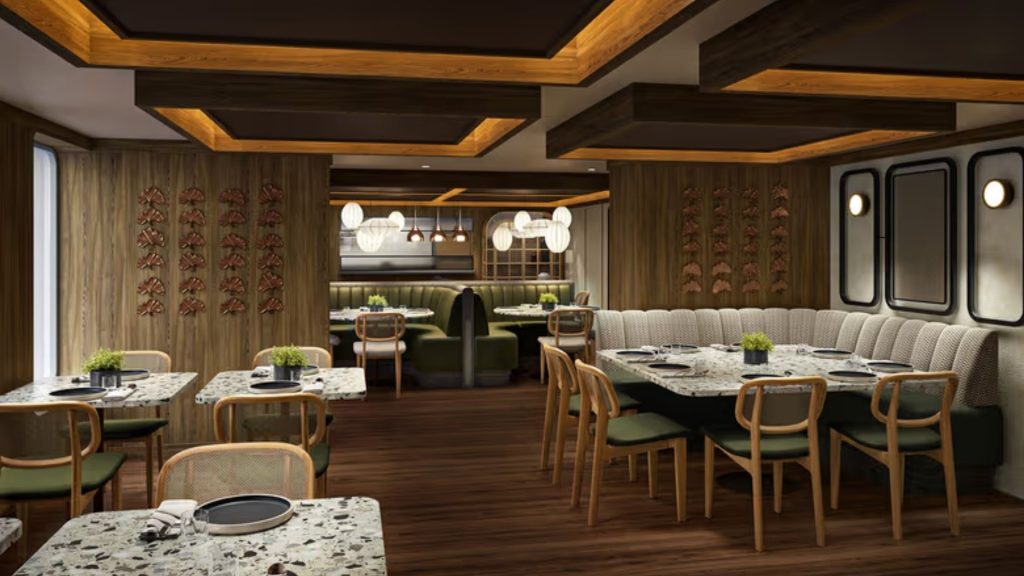 moderne restaurant om bord på passasjerskip