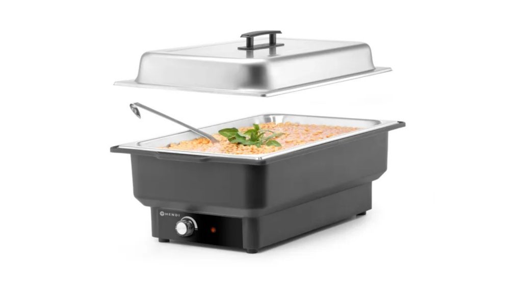 chafing dish tellano illustrasjon med mat i gn beholder